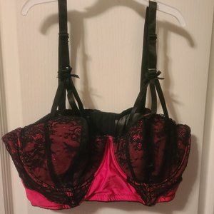 Sexy Torrid Longline Underwire Bralette Size 3 Hot Pink & Black Lace